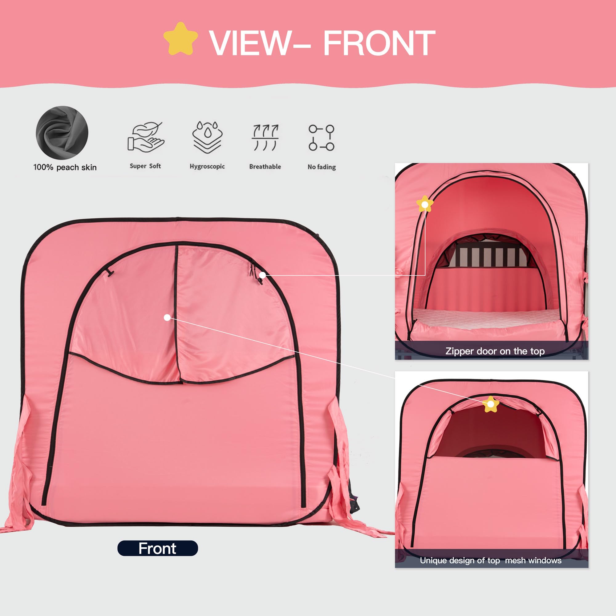 Porayhut privacy bed tent interior space offers roomy sleep area for baby.