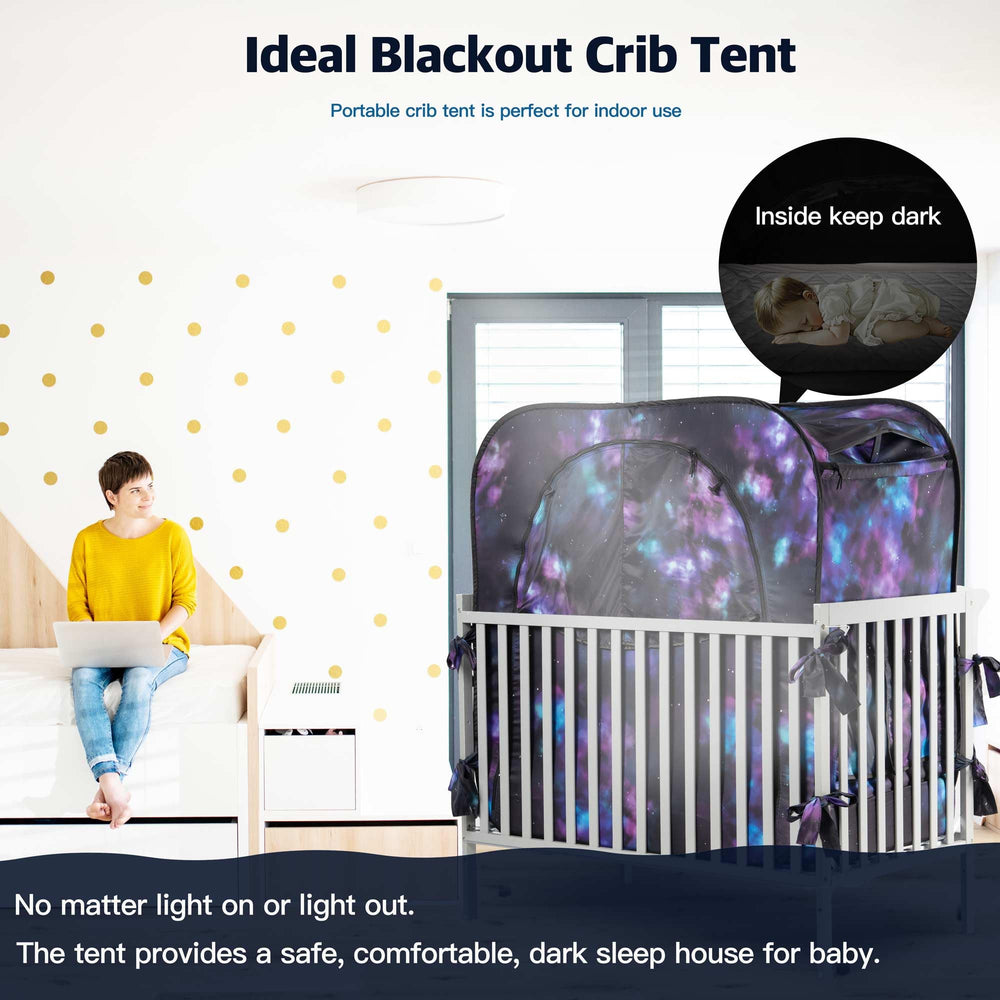 porayhut pop up baby privacy bed tent zipper doors easy entry and exit.