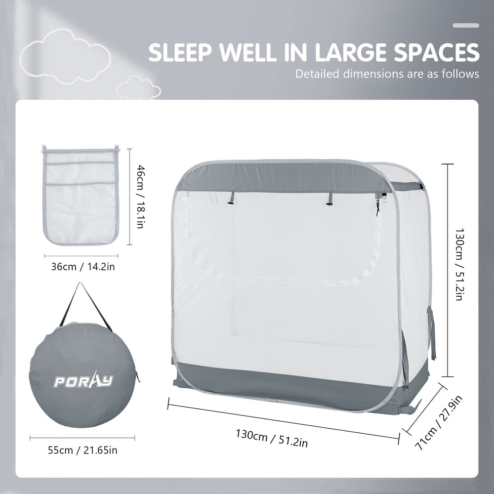 Porayhut portable baby crib net setup demonstrates quick pop up deployment for calm play.