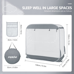 Porayhut portable baby crib net setup demonstrates quick pop up deployment for calm play.