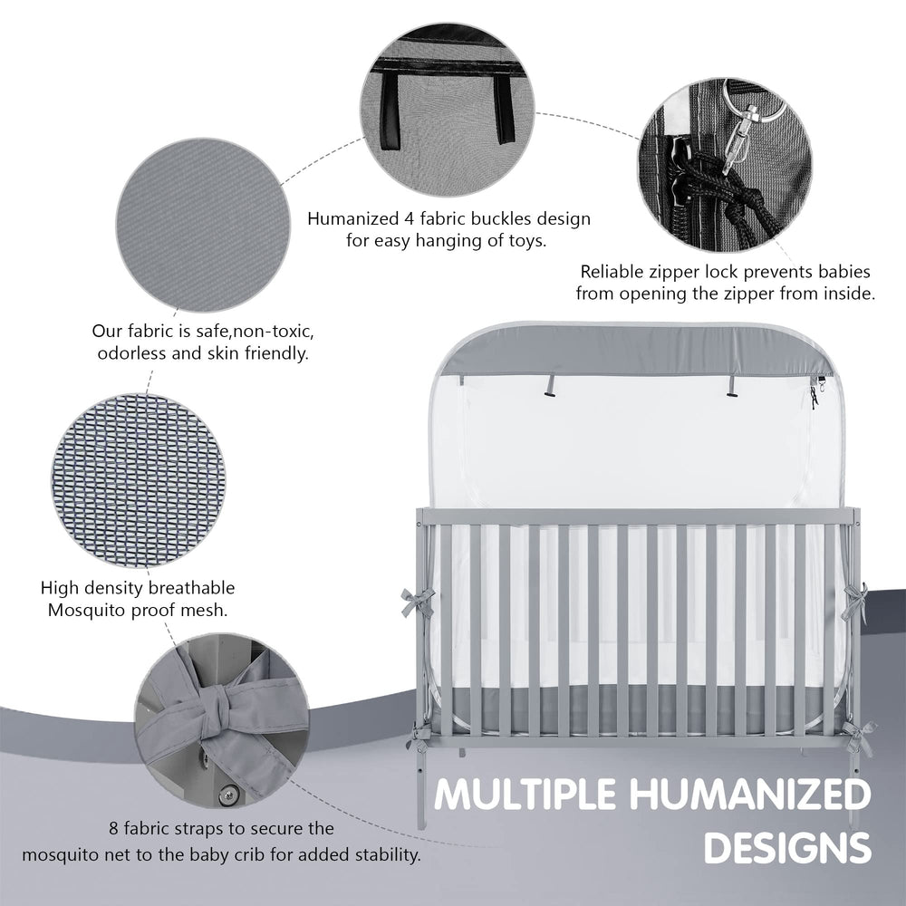 Porayhut portable baby crib net size shows roomy space for naps and play.
