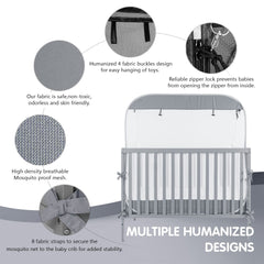 Porayhut portable baby crib net size shows roomy space for naps and play.