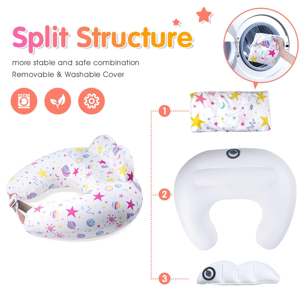 Portabuddy nursing pillow removable cover for easy cleaning and comfort.