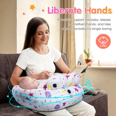 Portabuddy nursing pillow with adjustable waist strap for secure fit.
