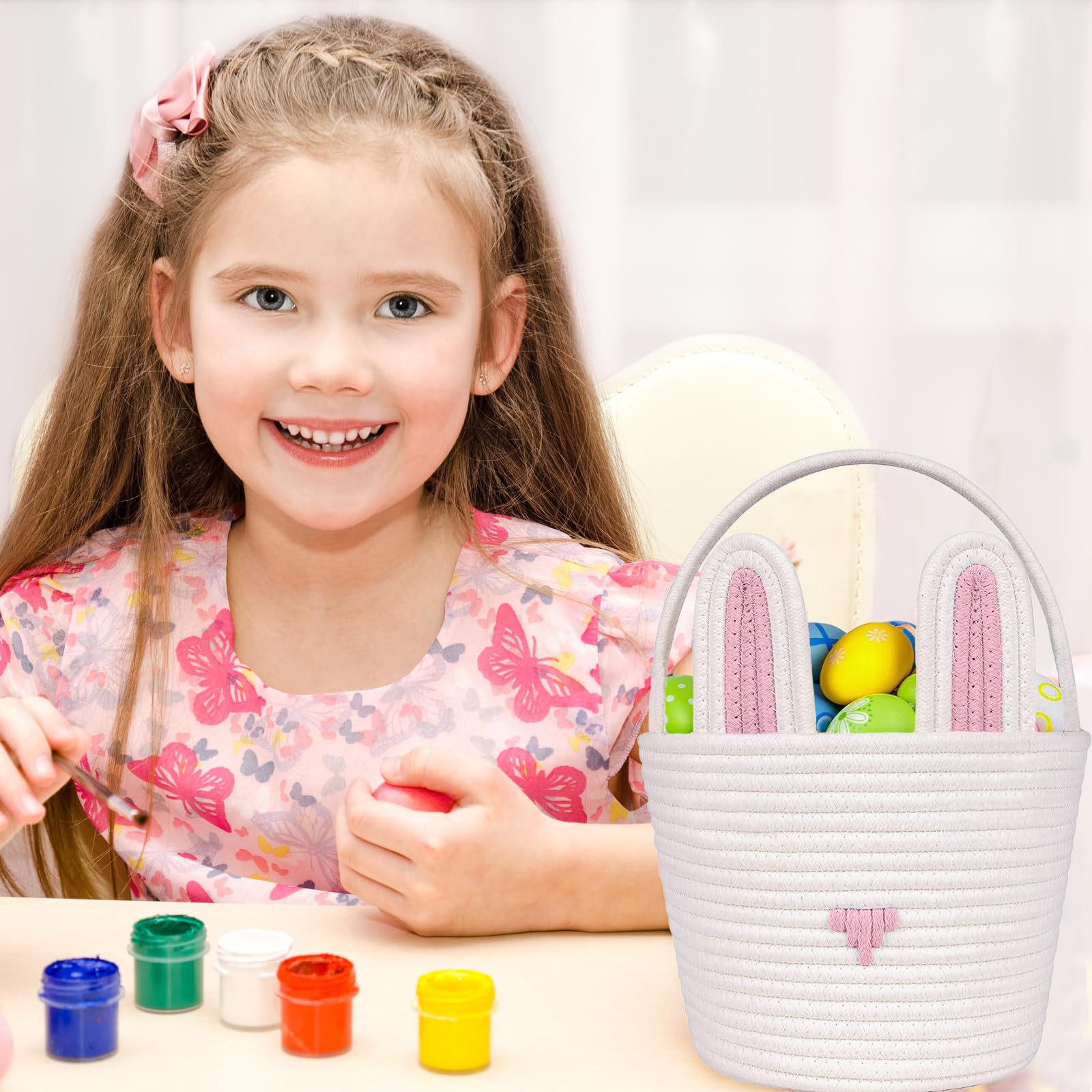 Poschnor basket serves as nursery organizer and seasonal centerpiece.