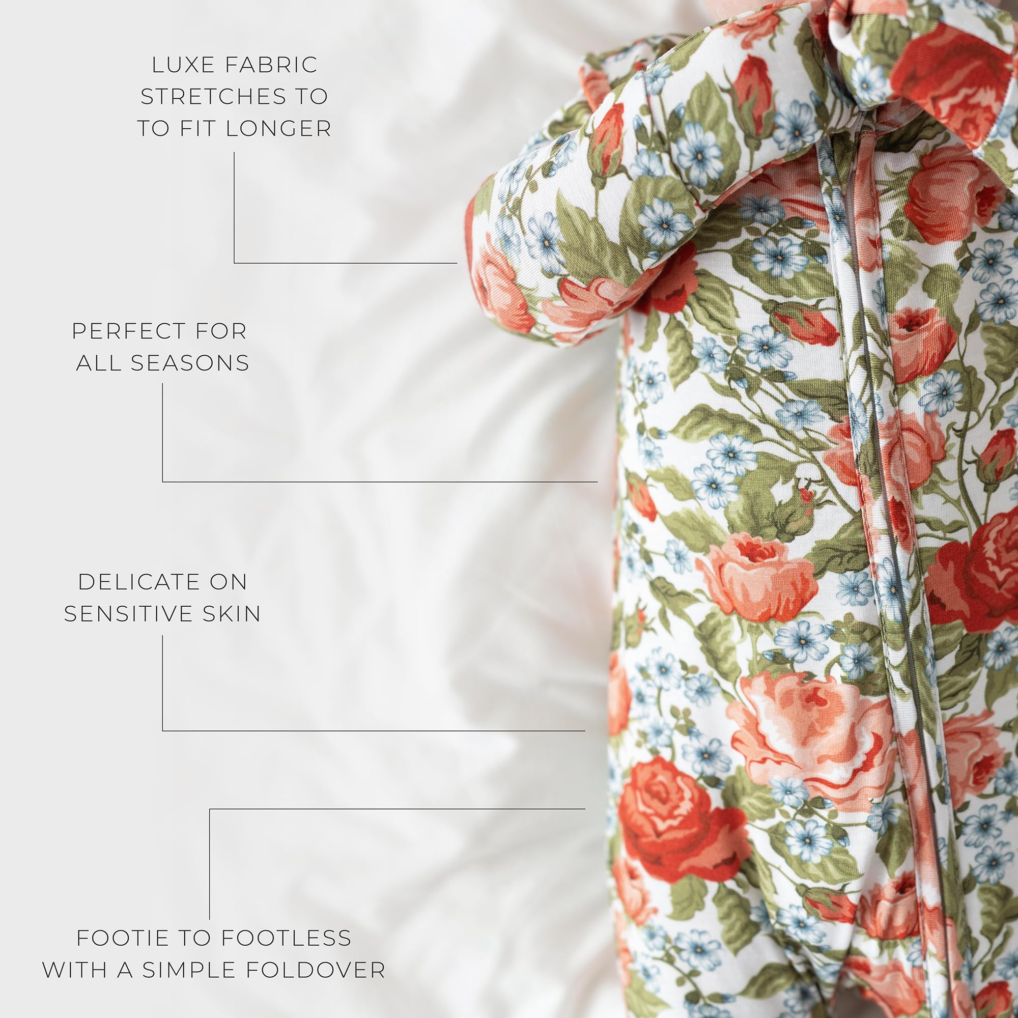 Posh Peanut Newborn Mittens Sleepers featuring fold-over mittens for tiny hands