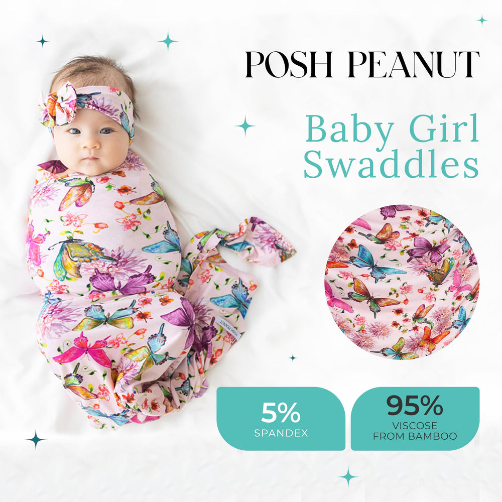 Posh Peanut headband to match watercolor butterfly swaddle