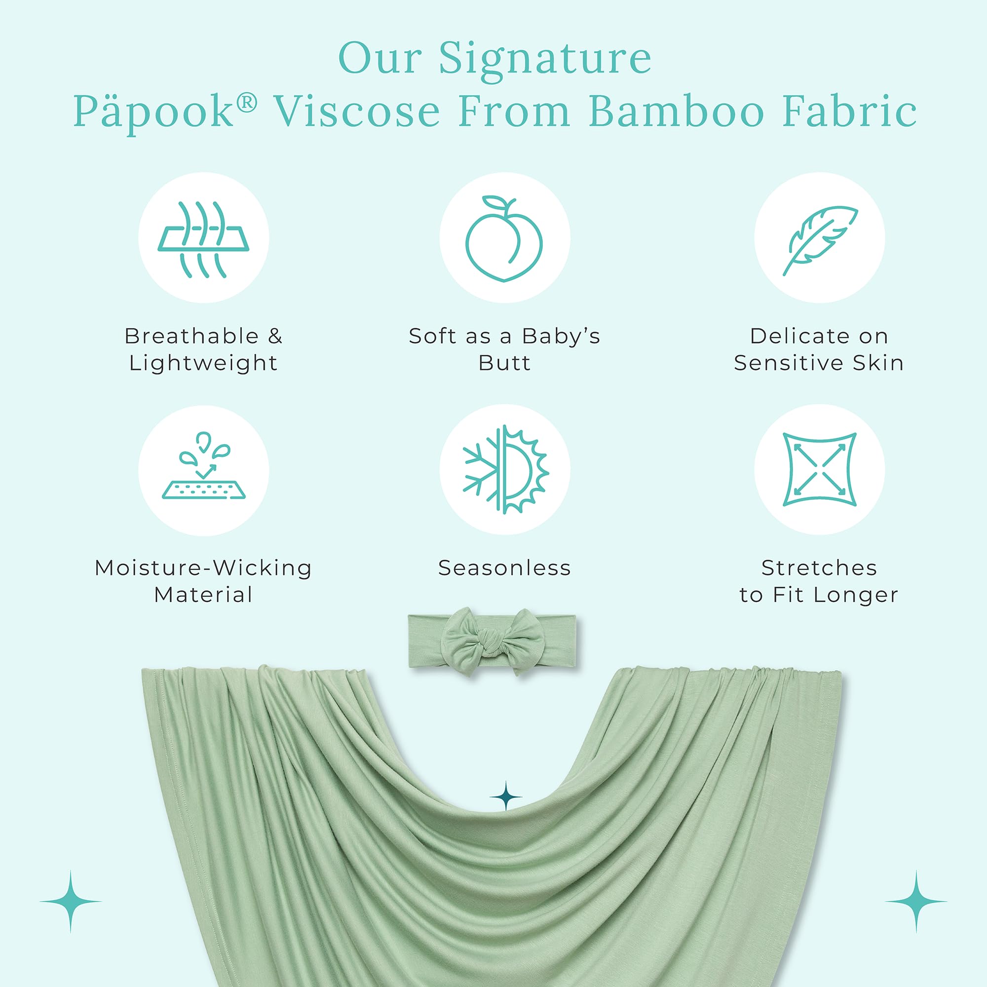 Posh Peanut Sage baby sleeping swaddle in nursery shows breathable fabric and room to grow.