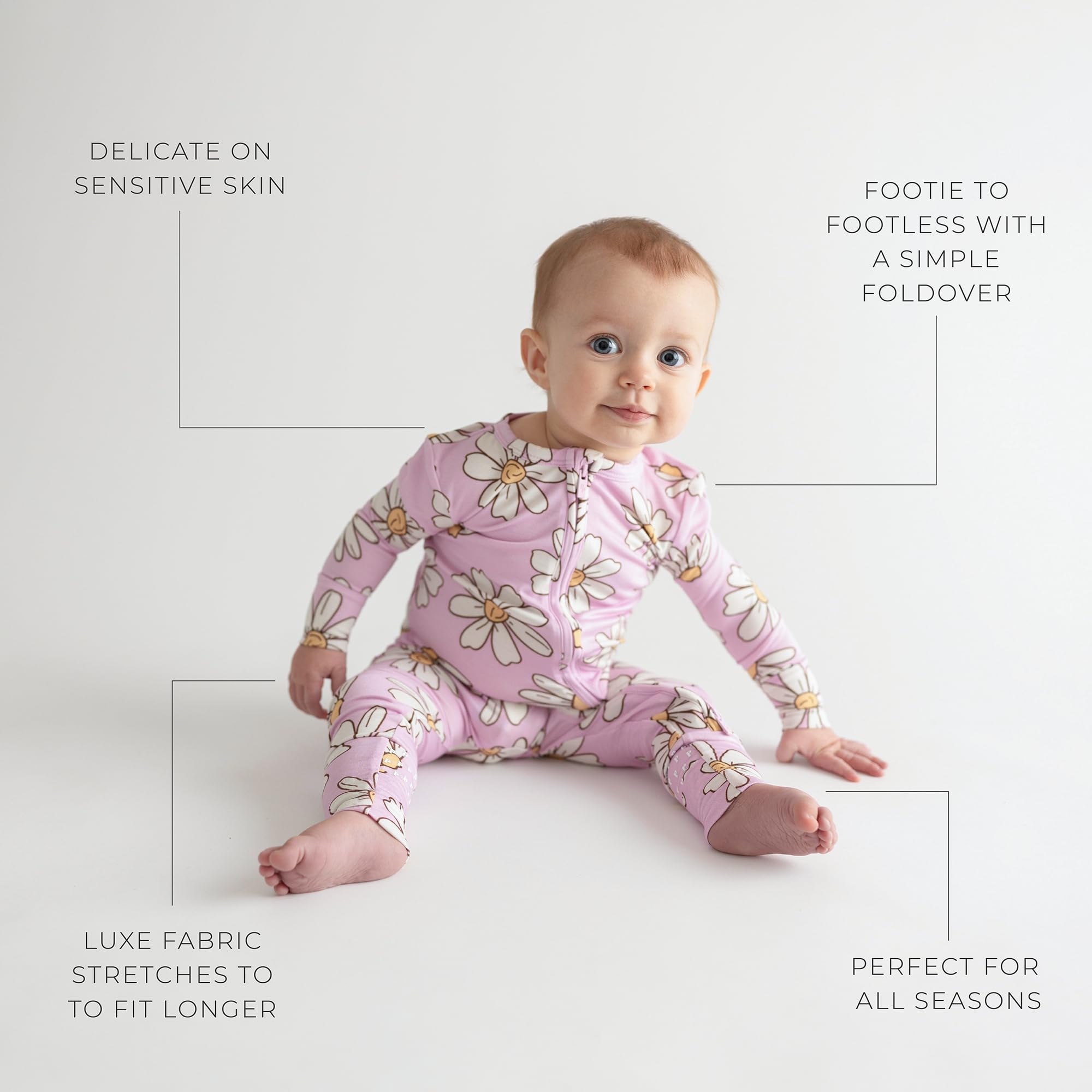 Posh Peanut Sleepers newborn fold-over mittens on tiny hands for extra warmth.