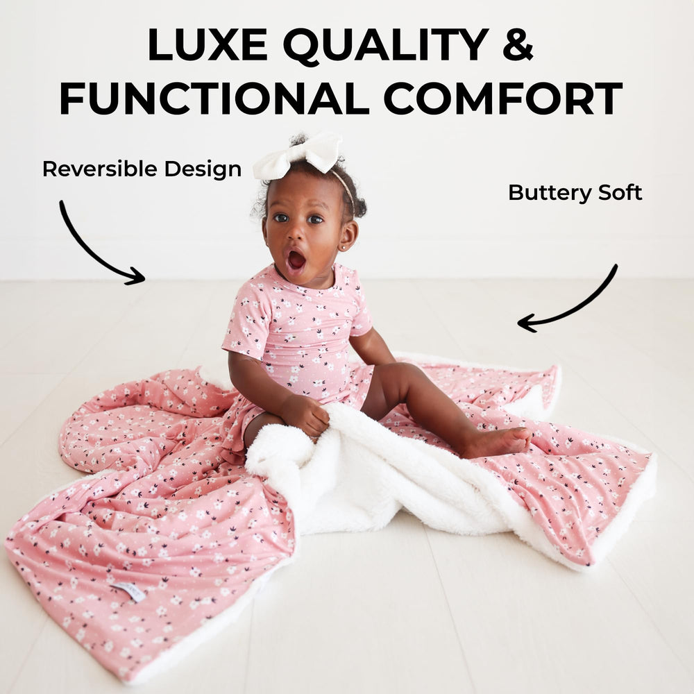 Posh Peanut Square Plush Patoo Emmilene crib-blanket close-up of double-layer plush