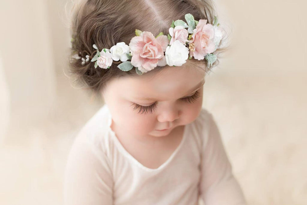 PoshMyra pink blush crown is a charming birthday photo-prop for little girls.