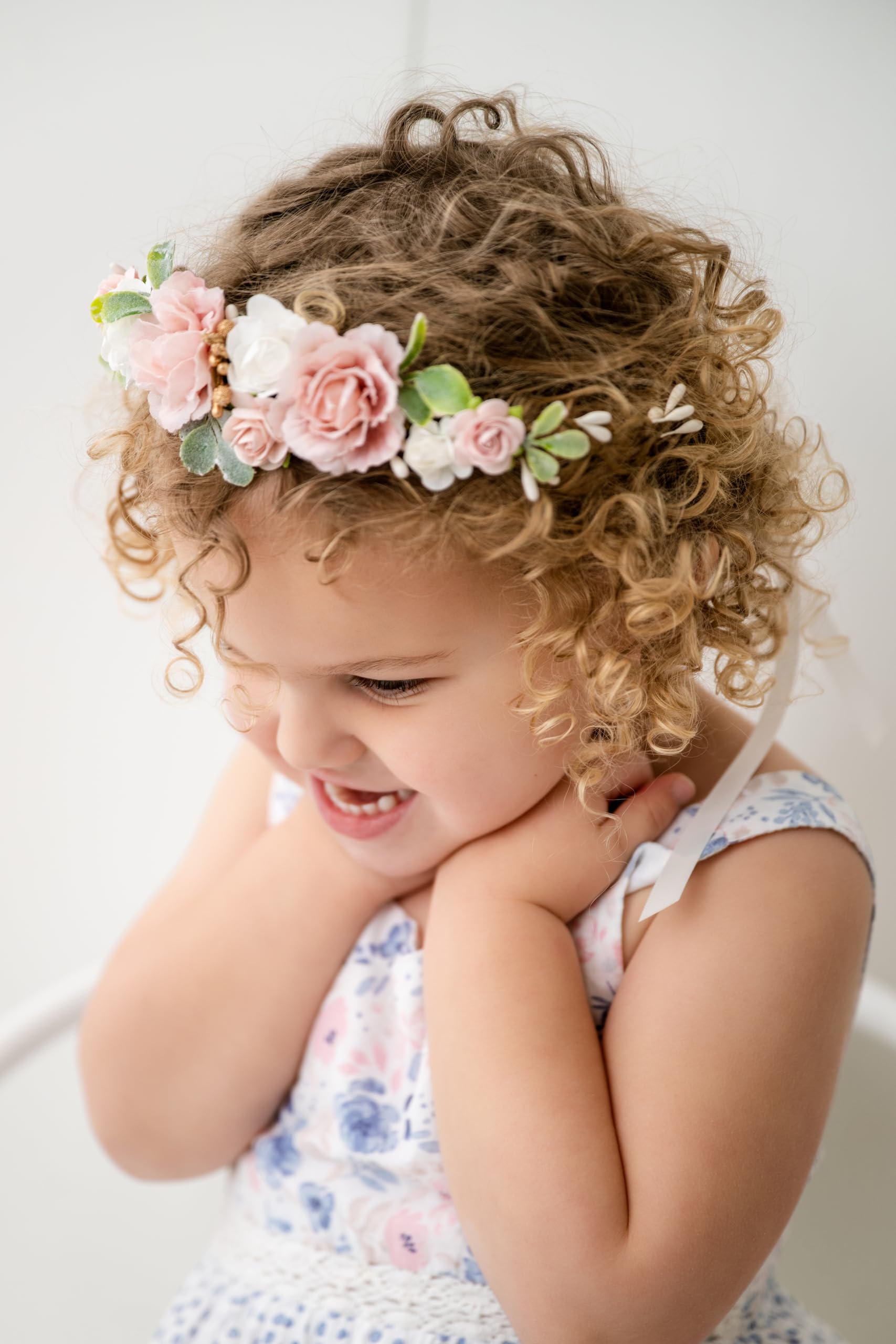 PoshMyra blush ivory flowers crown offers versatile wedding, party, or photo-prop styling.