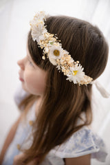 PoshMyra preserved baby's breath crown closeup highlighting delicate detail and soft wear.