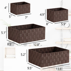 Posprica medium brown woven basket 2 perfect as a drawer divider or shelf organizer.