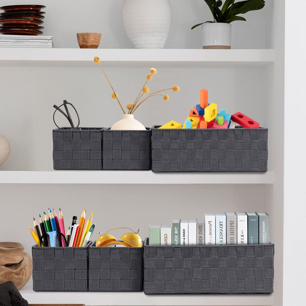 Posprica woven storage basket bathroom towels in dark grey ideal for towels