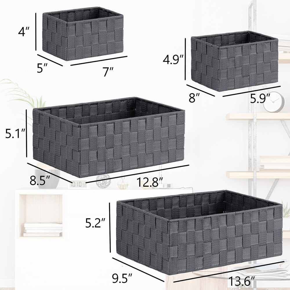 Posprica woven storage basket medium-2 in dark grey for cosmetics or crafts