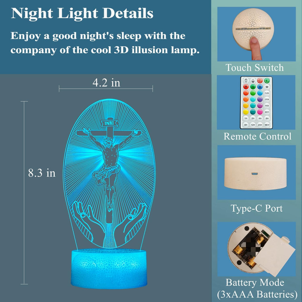 POSSHE Cross 3D Night Light is ideal for birthdays and holidays.