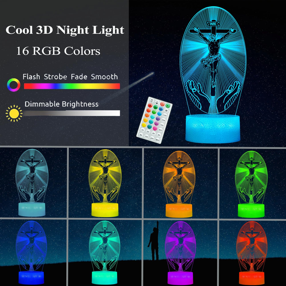 POSSHE Cross 3D Night Light remote control enables easy color and mode changes.