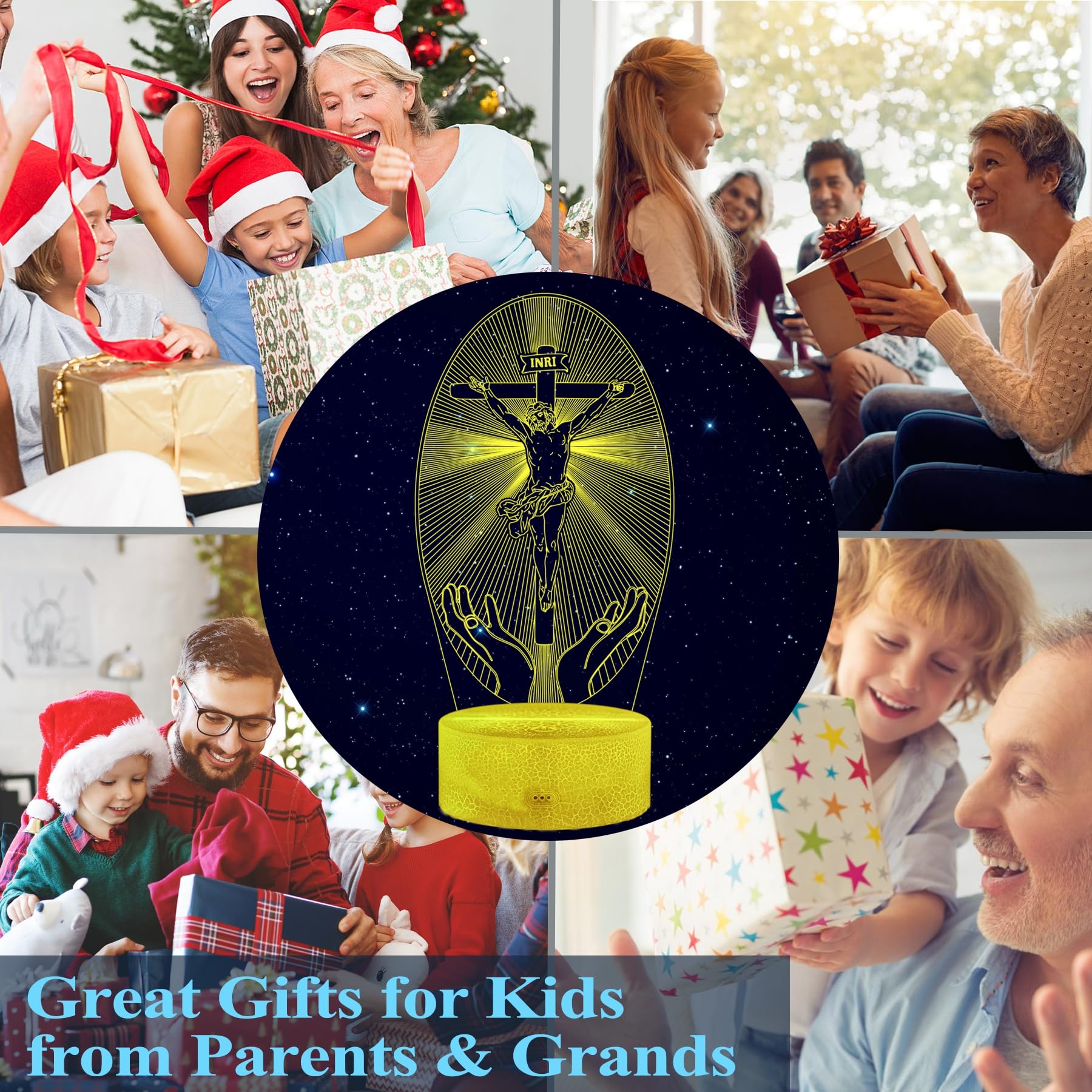 POSSHE Cross 3D Night Light seven timer options for convenience.