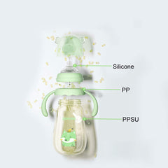 Potato bottle 360-degree drink straw enables flexible feeding from any angle for babies.