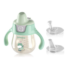 POTATO sippy cup green with spill-proof straw ideal for toddlers on-the-go