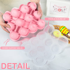 Potchen baby puree tray cubes close-up with frozen portions.
