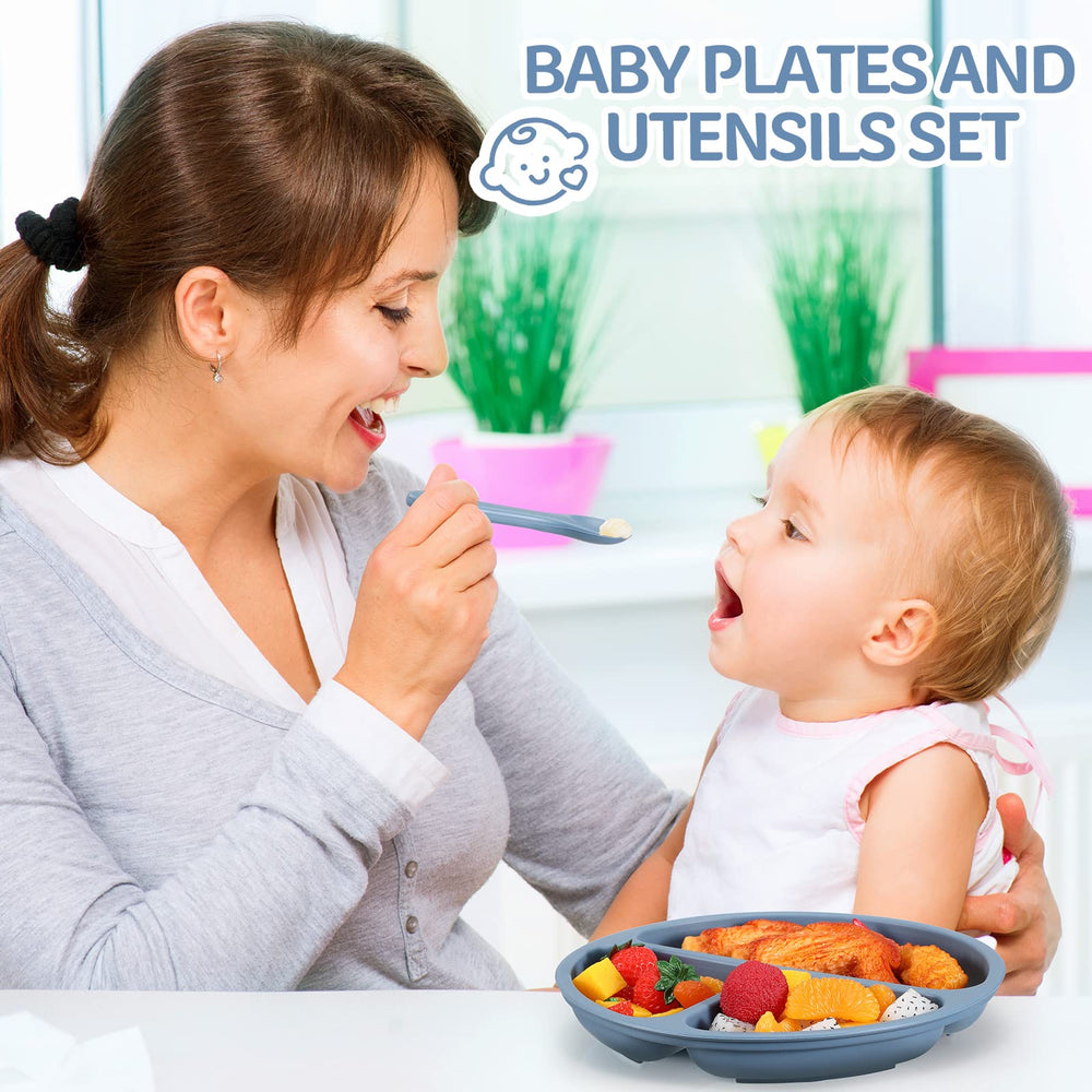 Potchen baby utensils with spoons and forks set complements the plates for self-feeding