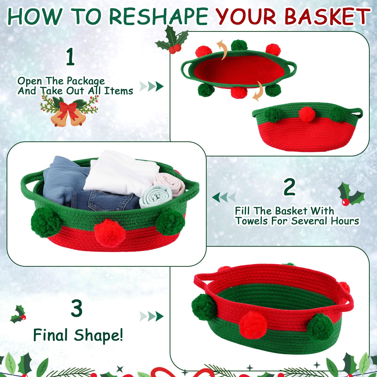 Potchen basket with pom pom decor adds festive flair to presents