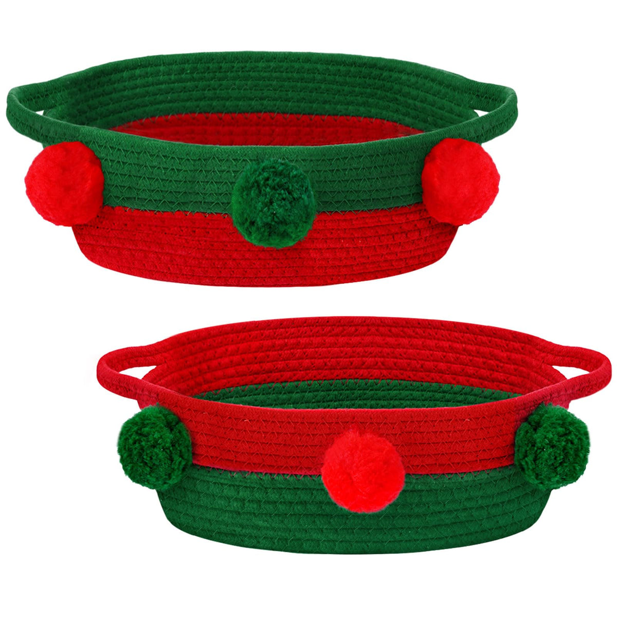 Potchen christmas gift basket green and red with sturdy woven design, ideal for gift presentation