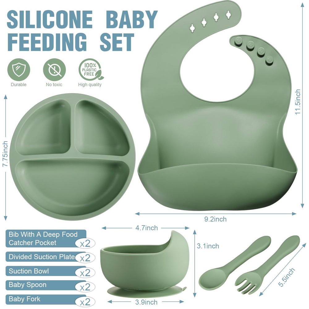Potchen silicone baby feeding set divided-plates organize portions during self-feeding