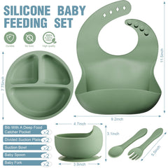 Potchen silicone baby feeding set divided-plates organize portions during self-feeding