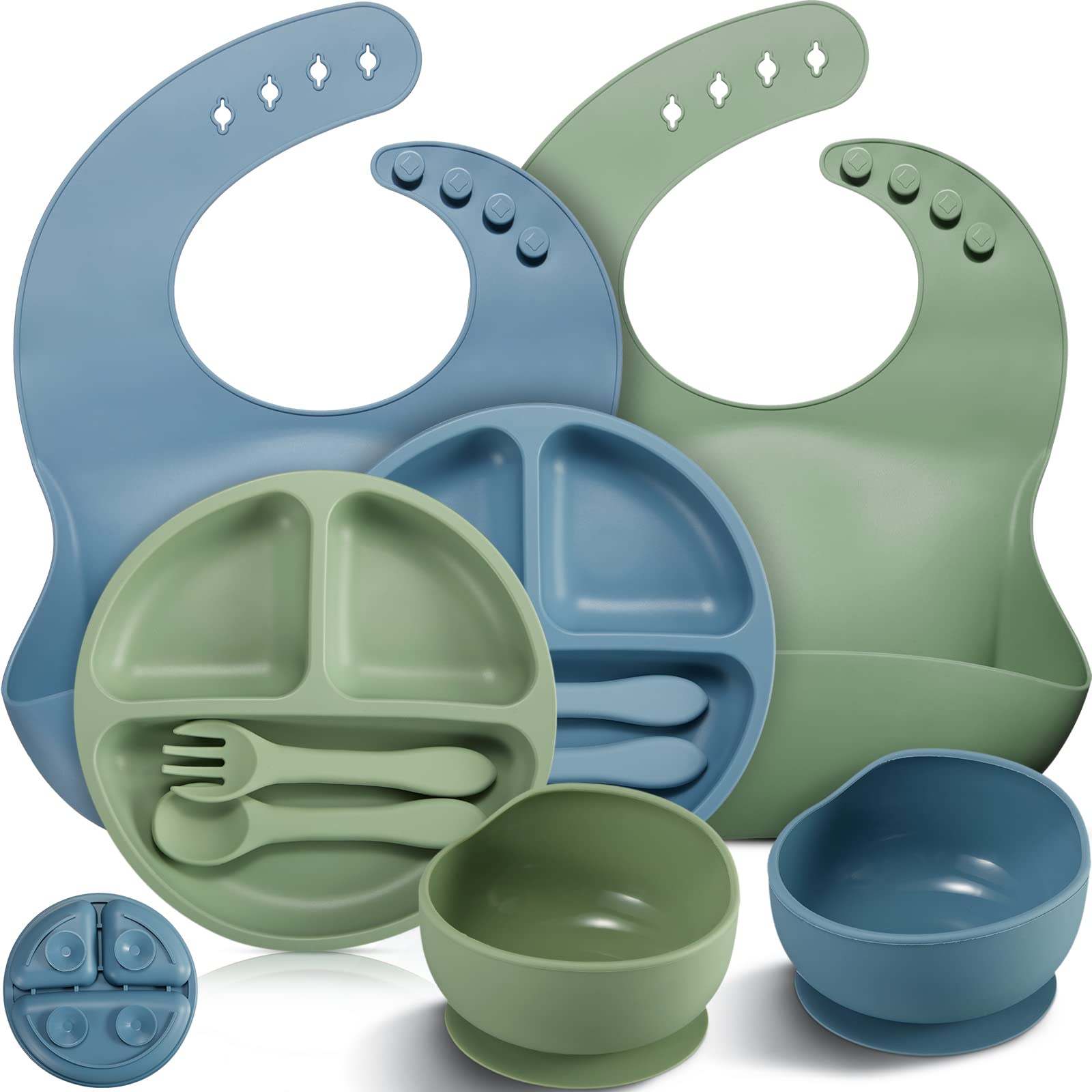 Potchen silicone baby feeding set suction-bowls stabilize meals for spill-free time on trays