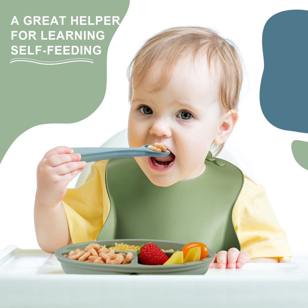 Potchen silicone forks aid easy self-feeding and safe scooping for beginners