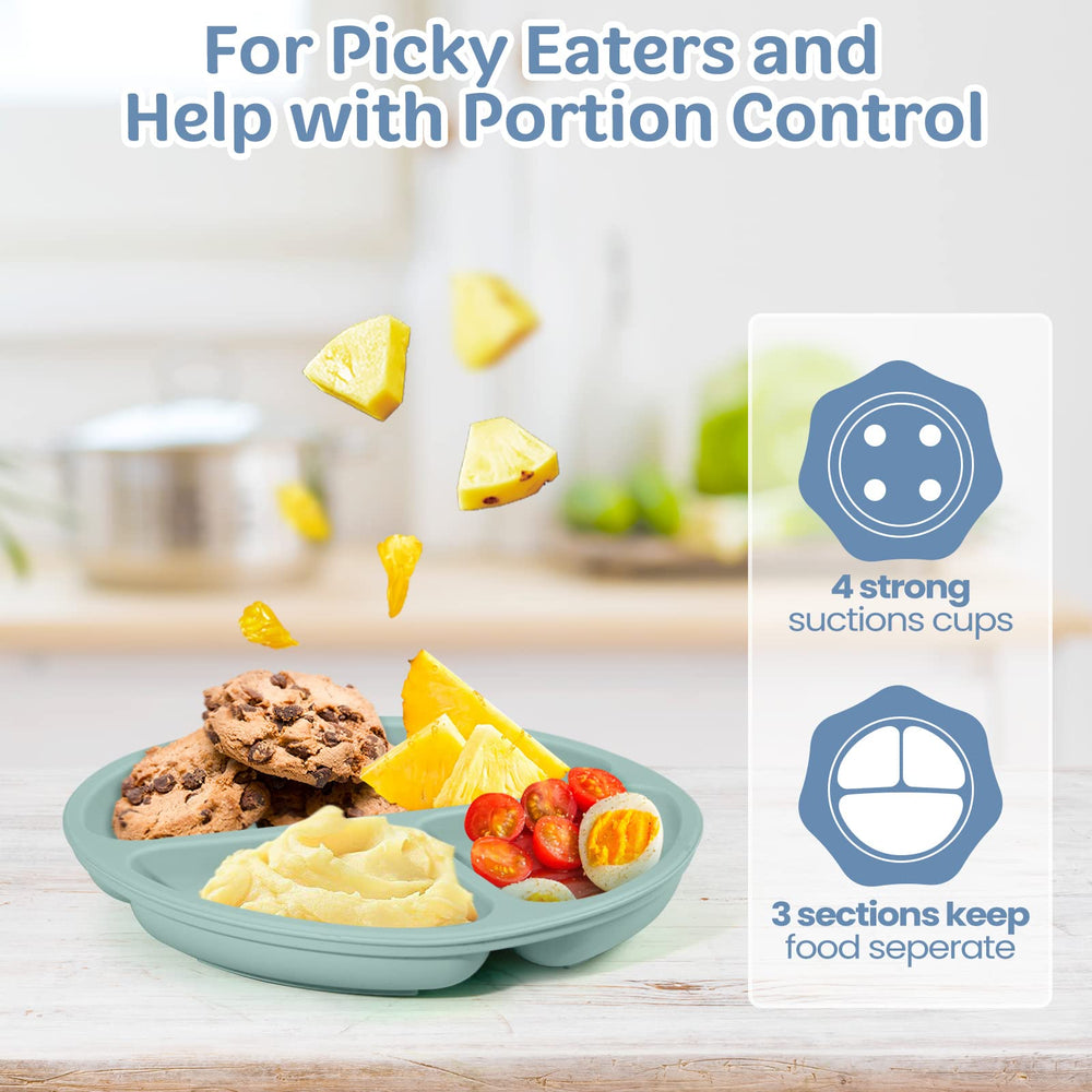 Potchen suction plate 6-pack in orange brightens table time and mealtimes