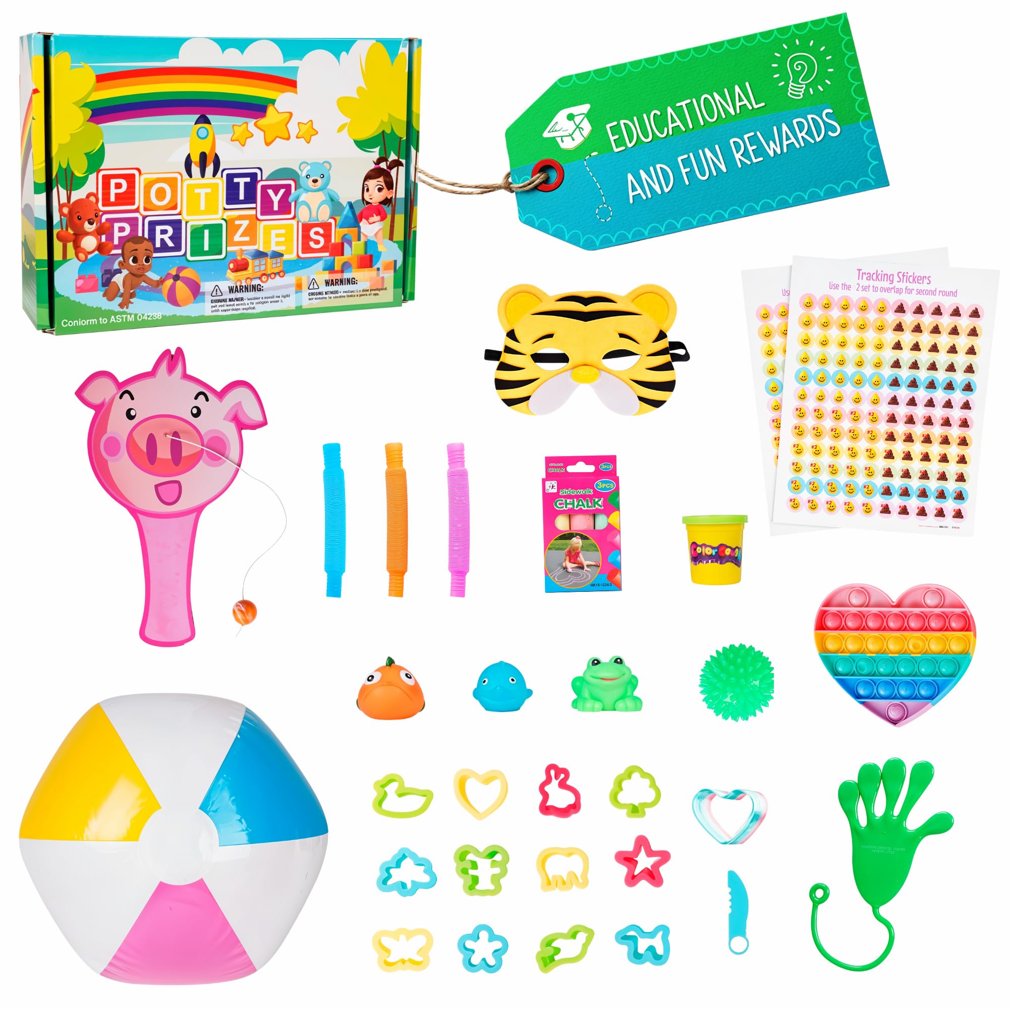 Potty Prizes educational-toys-collection showcases tactile learning tools for shapes and colors.
