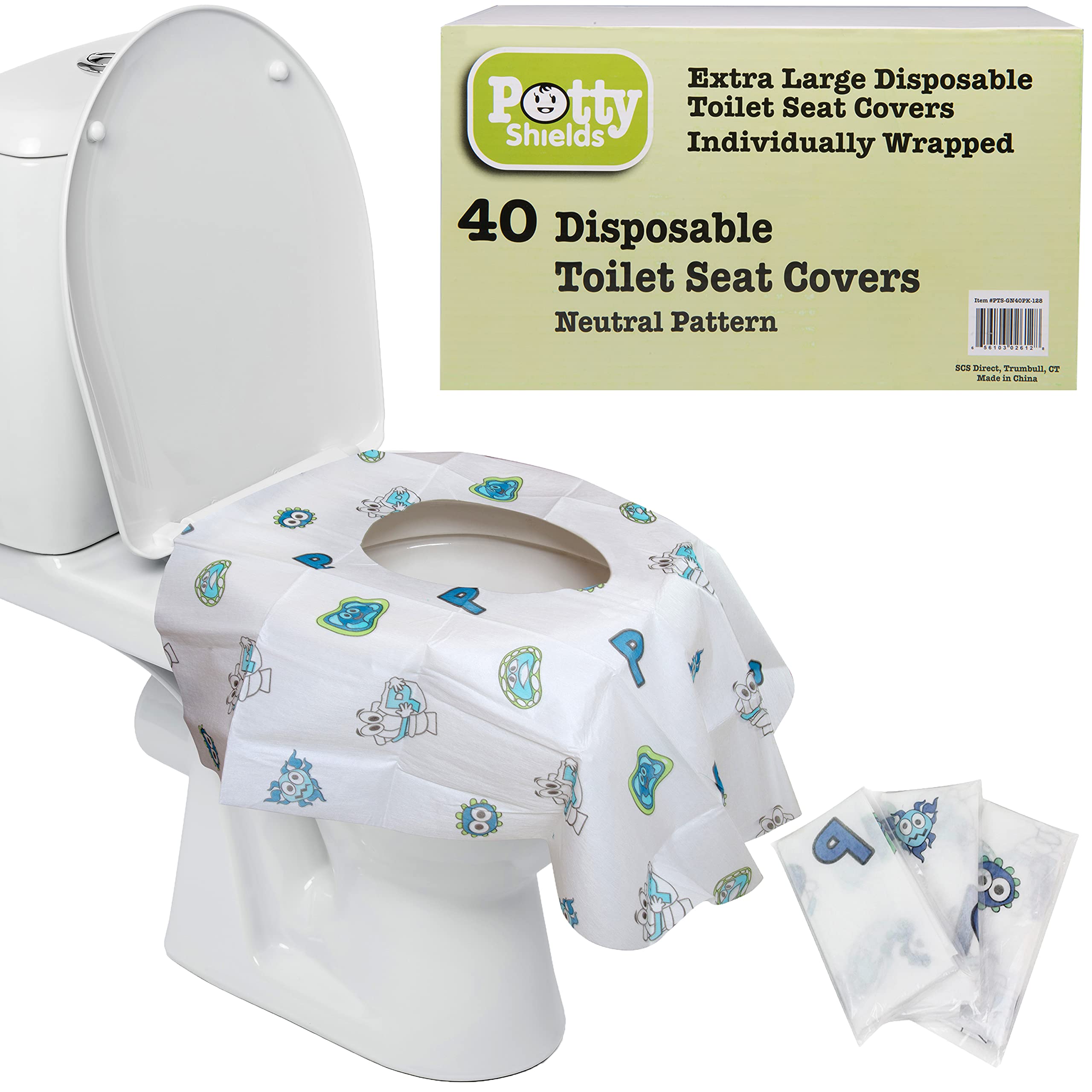 Potty Shields full-seat coverage provides XL protection for public toilets.