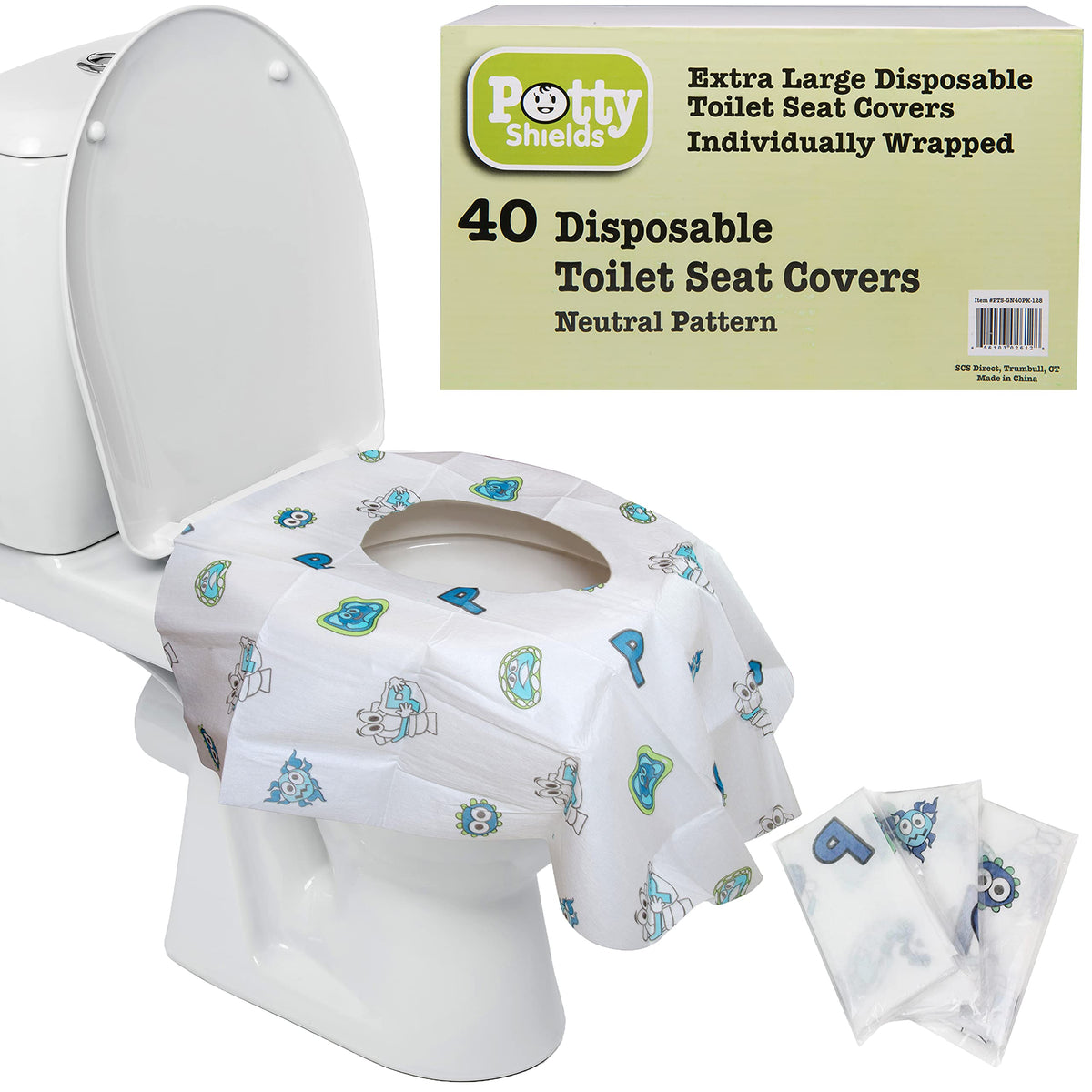 Potty Shields full-seat coverage provides XL protection for public toilets.