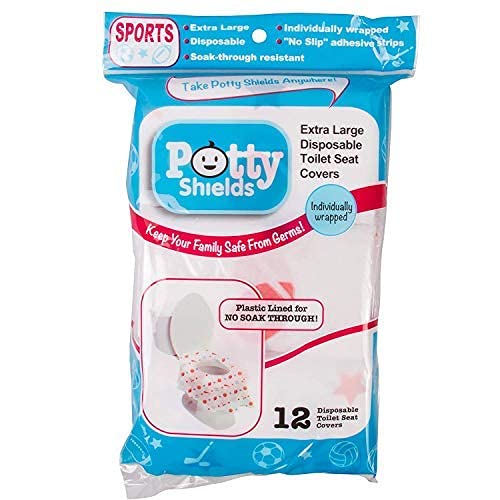 Potty Shields no-slip adhesive strips help keep the cover in place during use.
