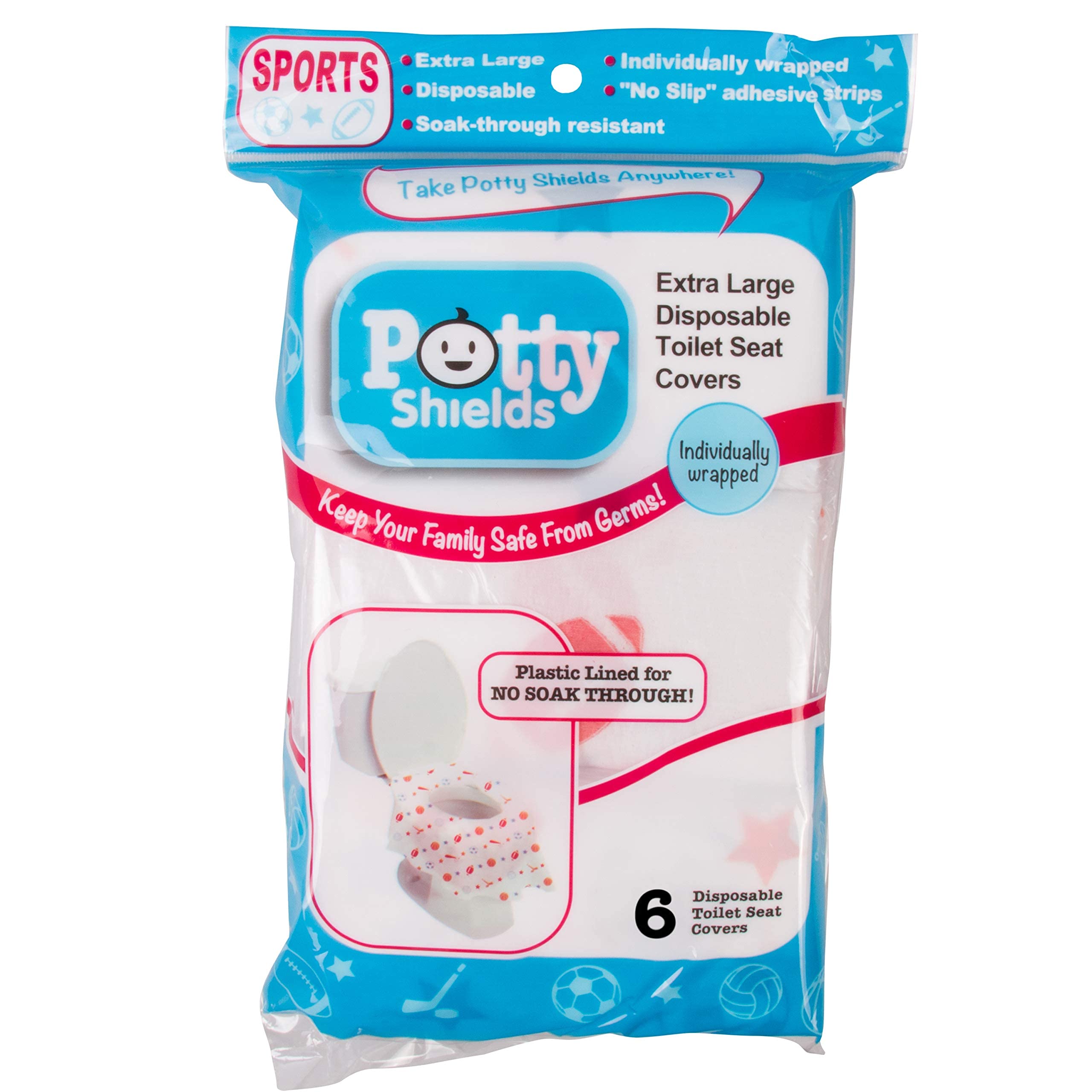 Potty Shields sports-pattern XL size emphasizes versatile, large coverage.