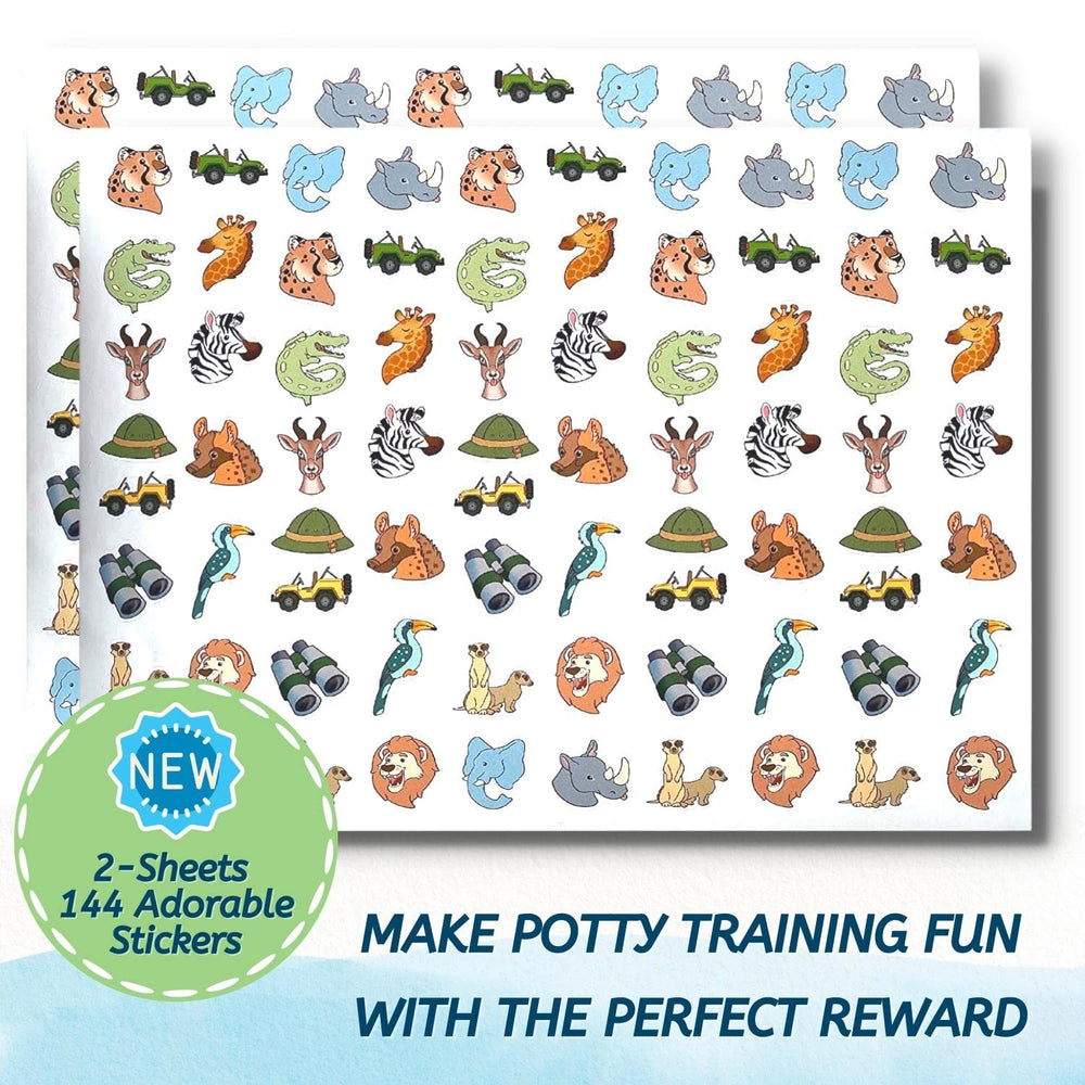 POTTY TIME potty-watch-chart-savanna-144 sticker pack with easy-to-peel stickers