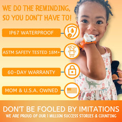 POTTY TIME Potty Watch orange side view highlights adjustable strap.