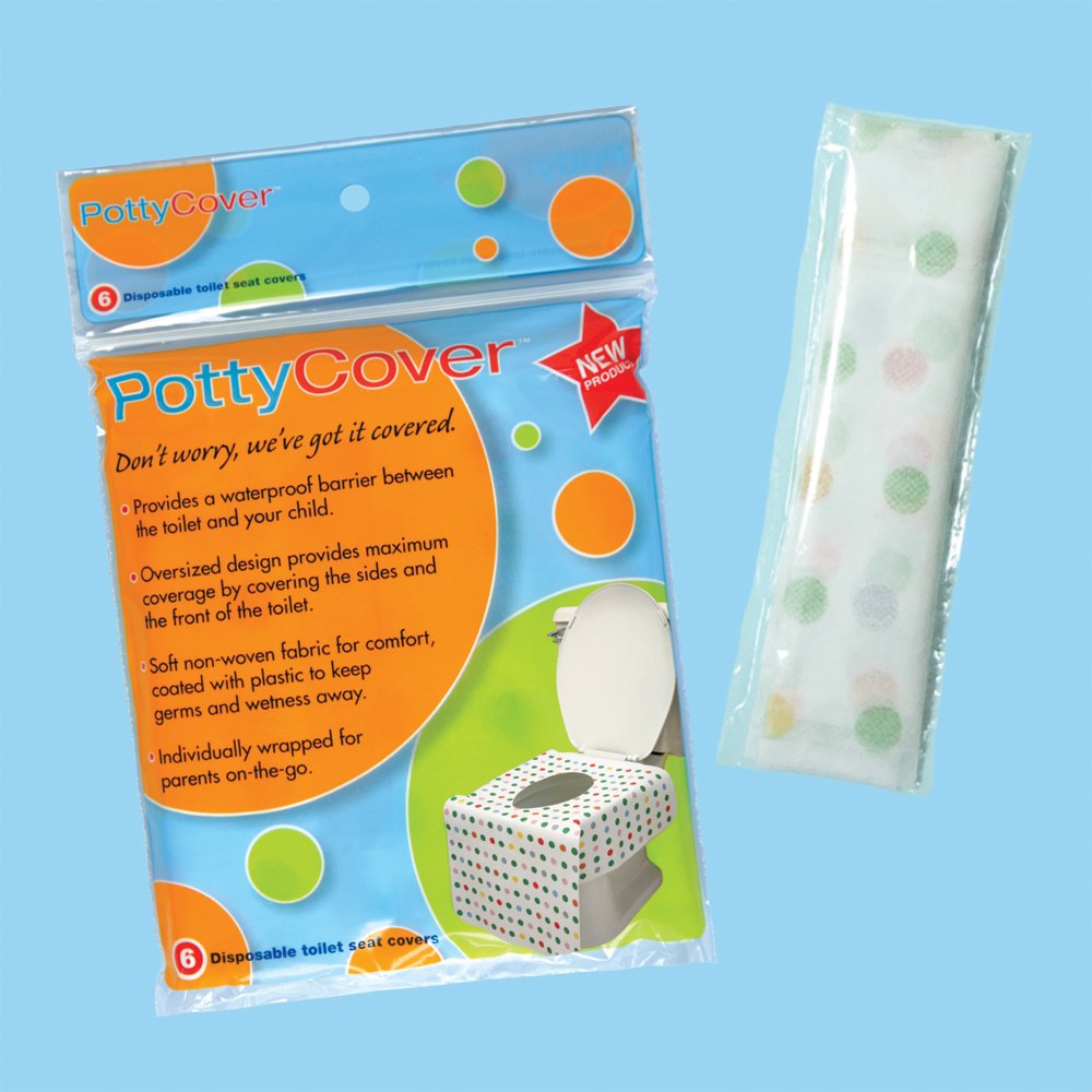 PottyCover oversized front flap for full toilet front protection during potty training.