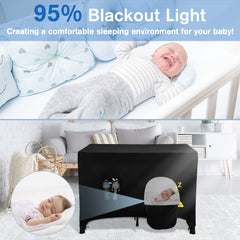 Poudee Pack n Play Blackout Cover mesh fabric promotes breathability for naps