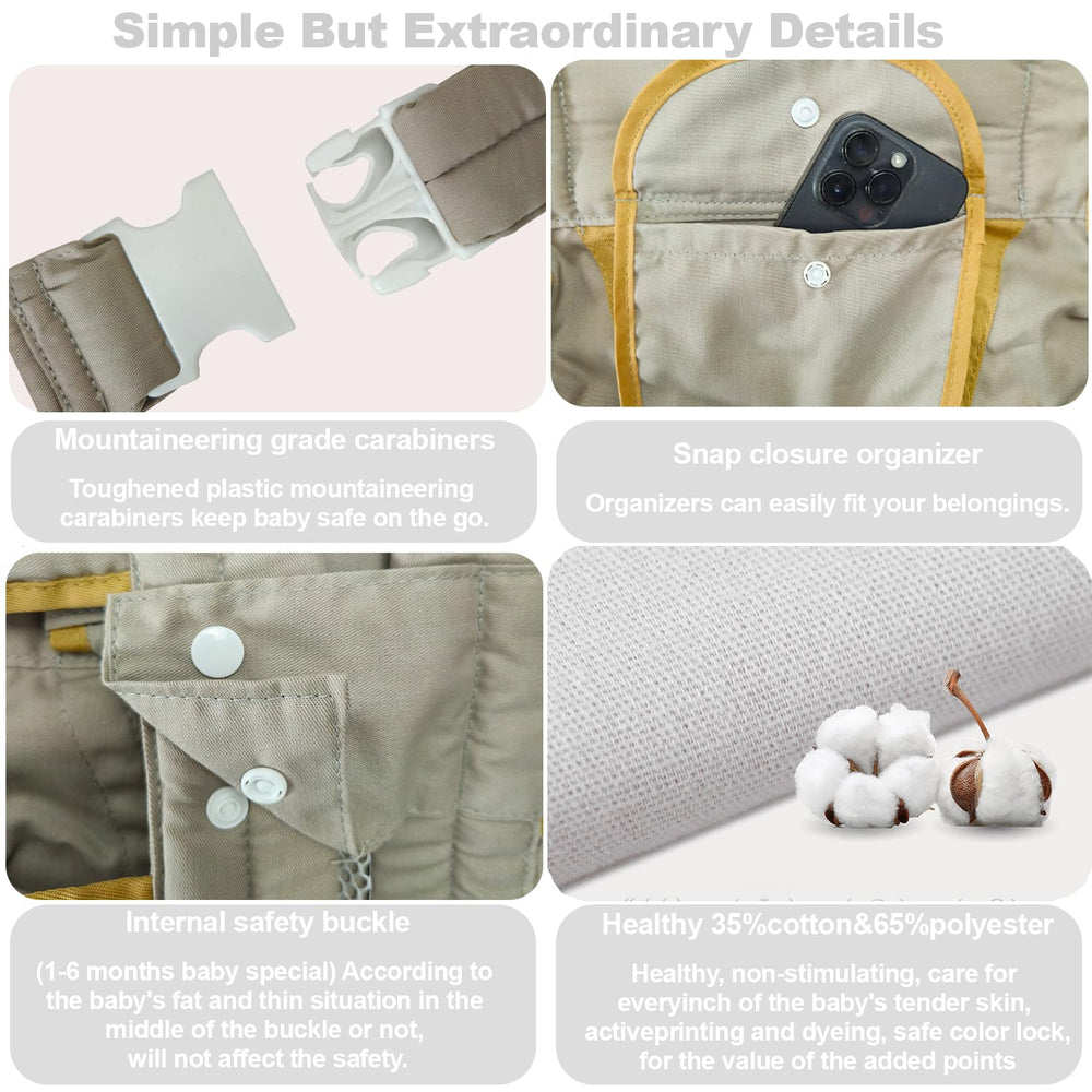 POVENK newborn-in-carrier demonstrates secure, cozy positioning for tiny infants
