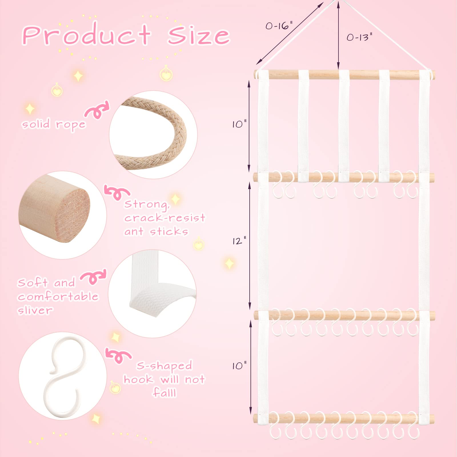 POVETIRE 30-hooks storage displaying up to 60 headbands or 40 bows