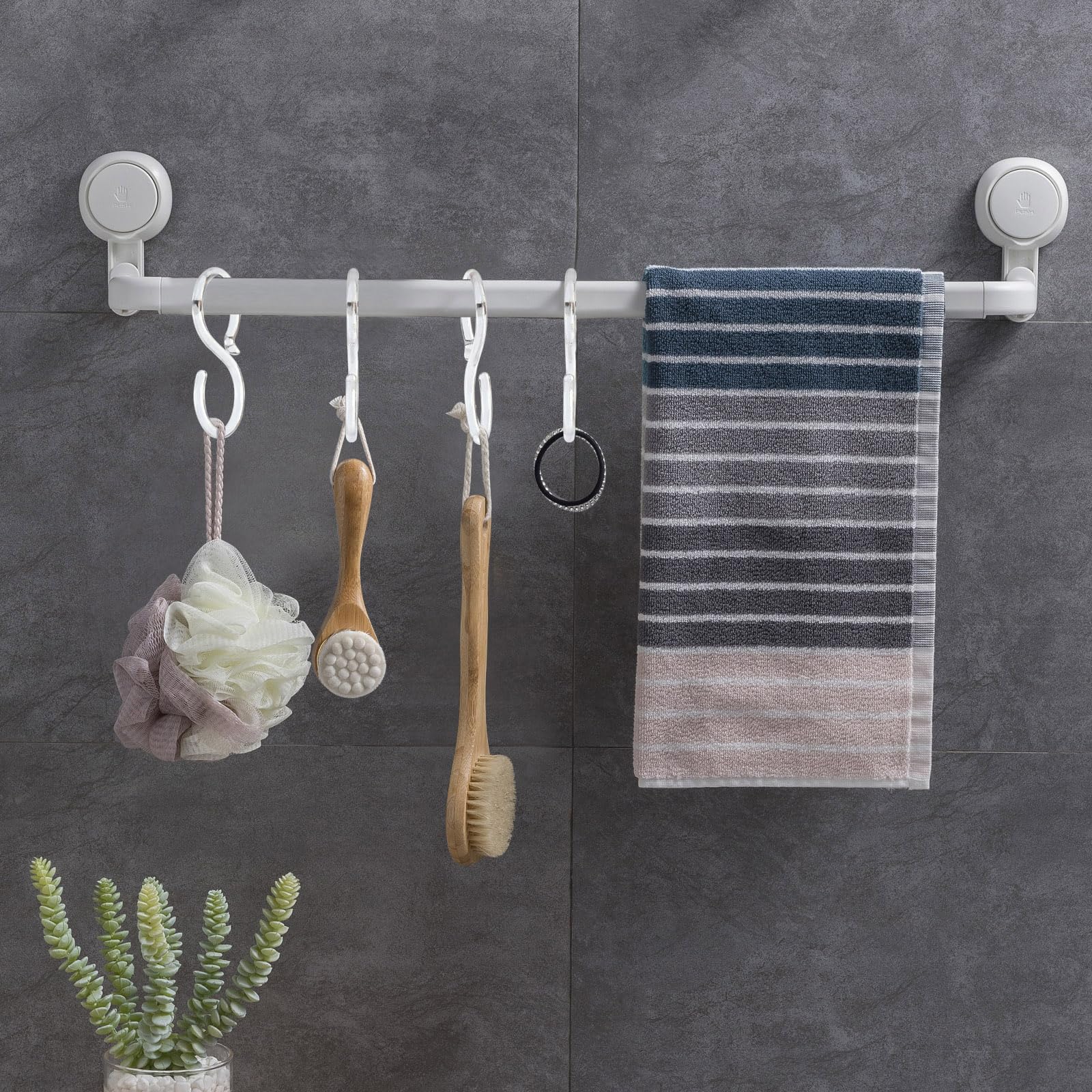 POVETIRE durable clear acrylic S hook highlights items with a clean, unobtrusive look
