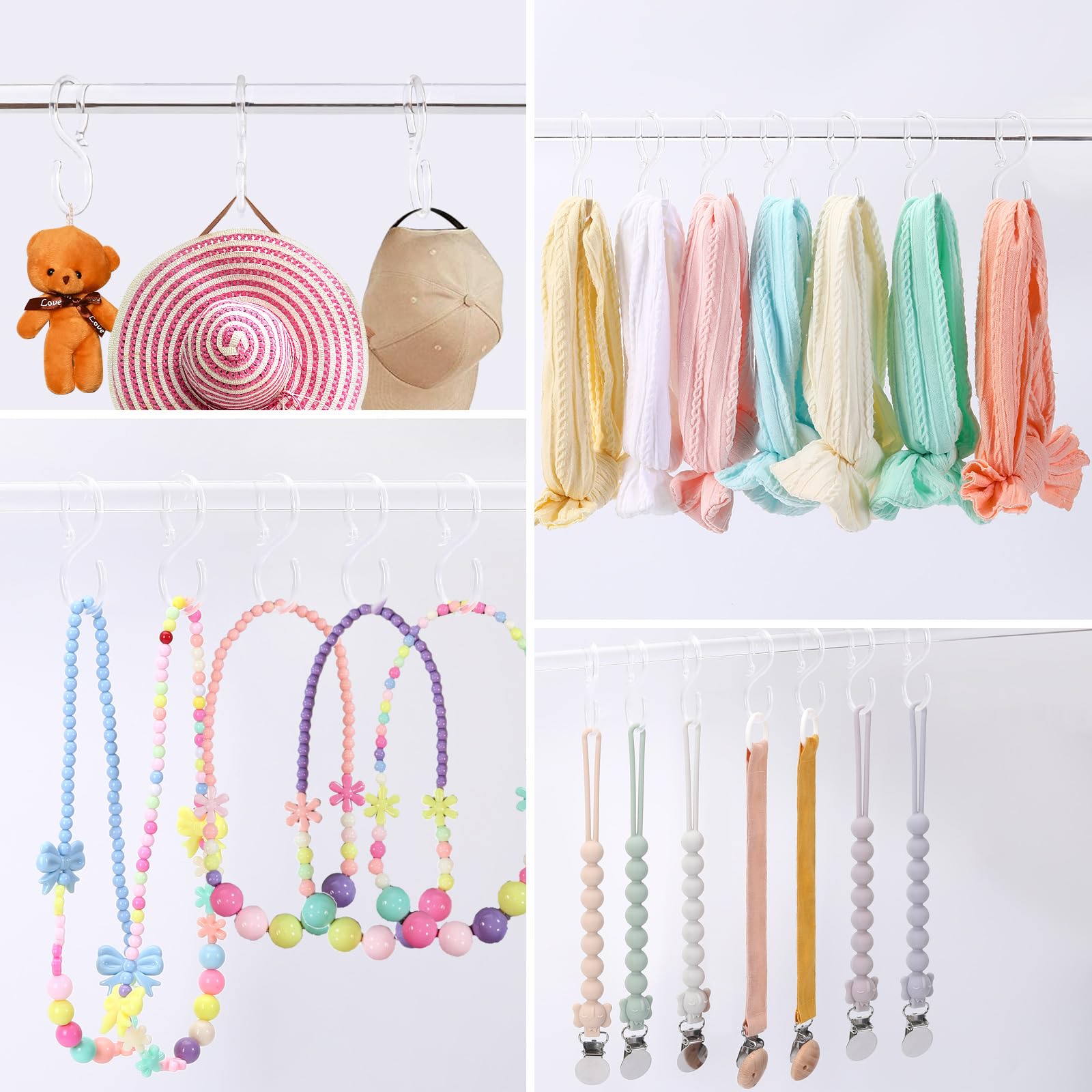POVETIRE clear acrylic S hook for hair accessories keeps bows within reach