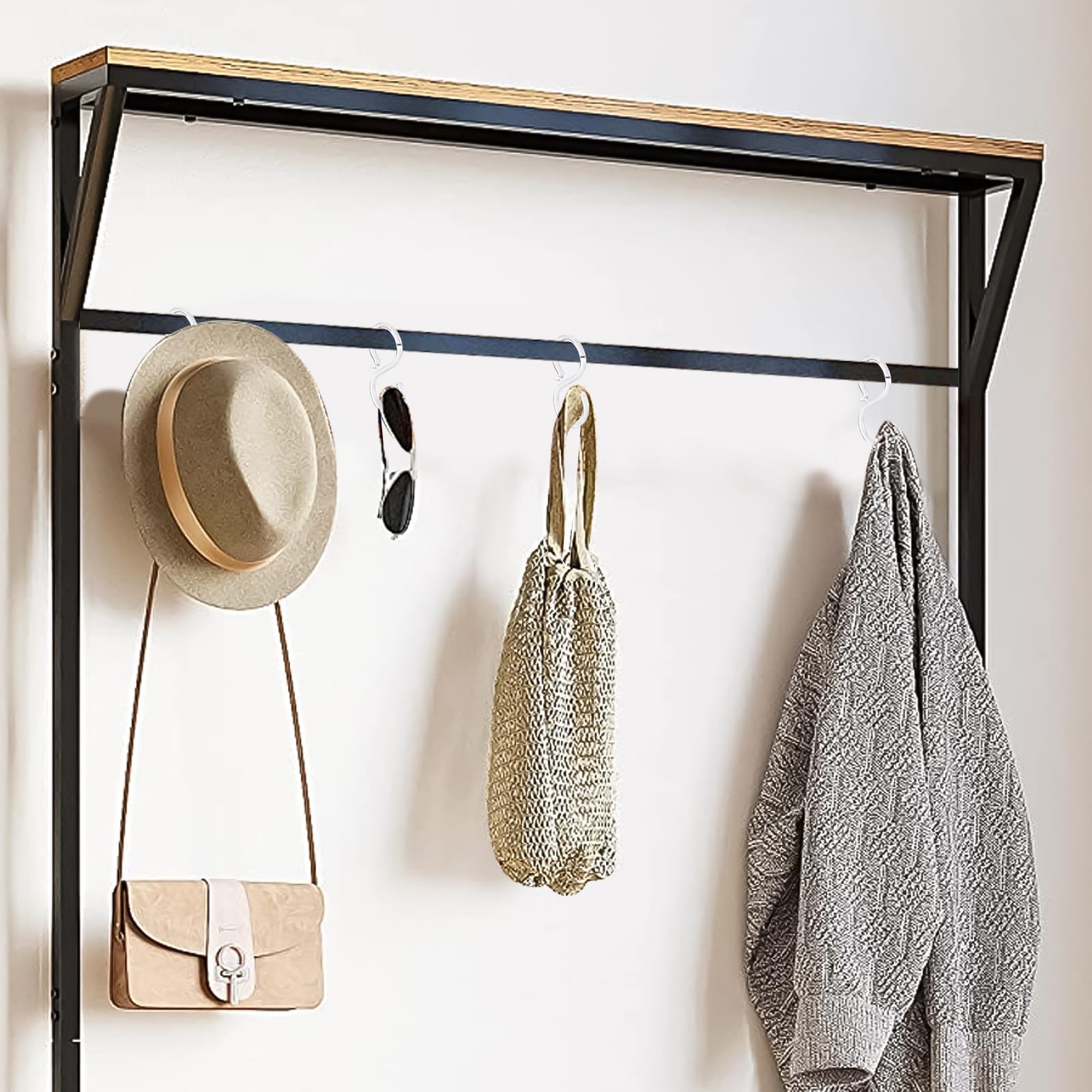 POVETIRE acrylic storage rack with S hooks for nursery organization and quick access