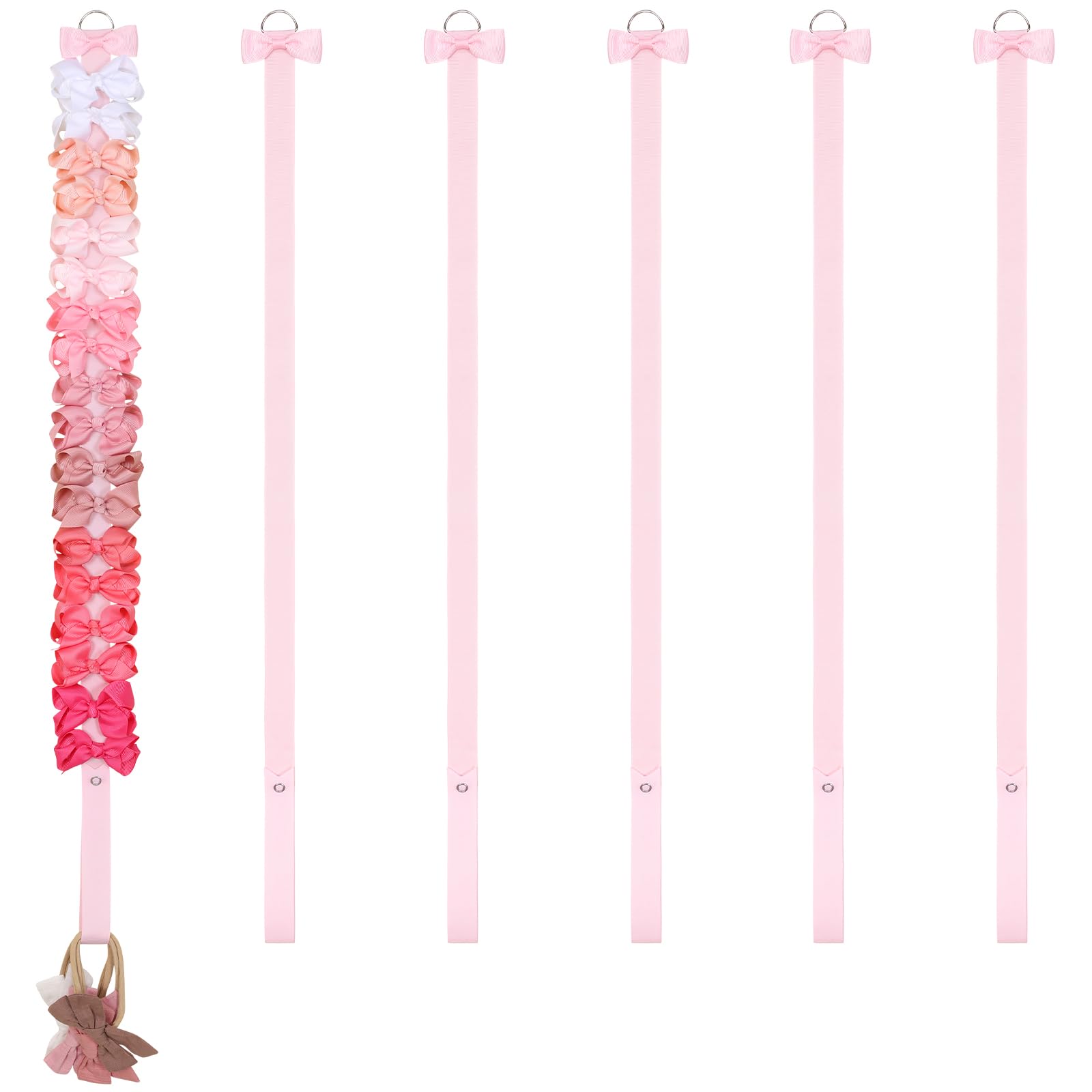 POVETIRE bow holder on wall keeps girl bows neatly organized for quick access.