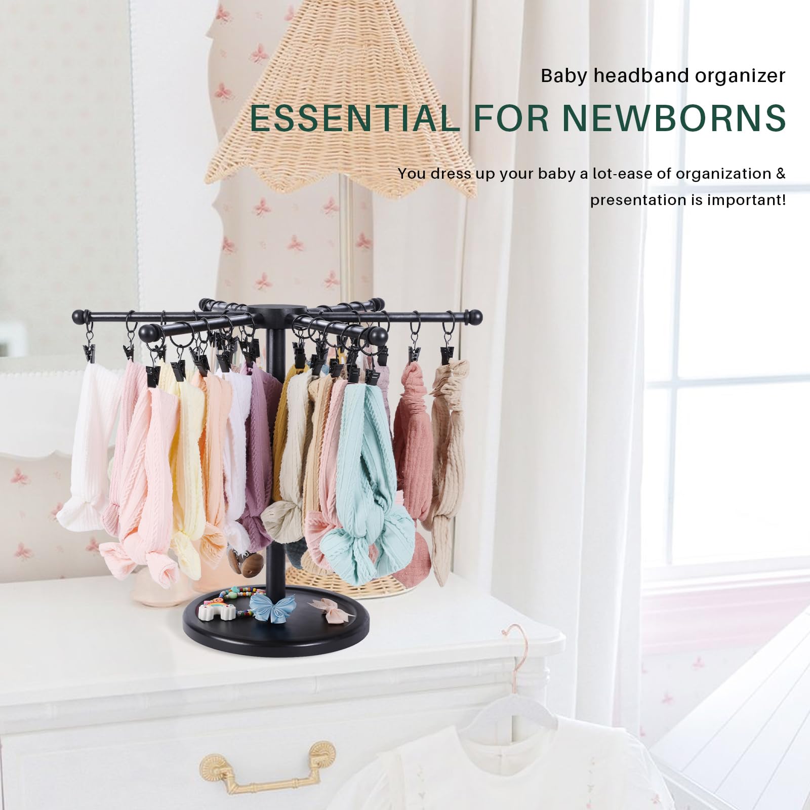 POVETIRE baby accessories storage stores bibs, hats, and small items together.